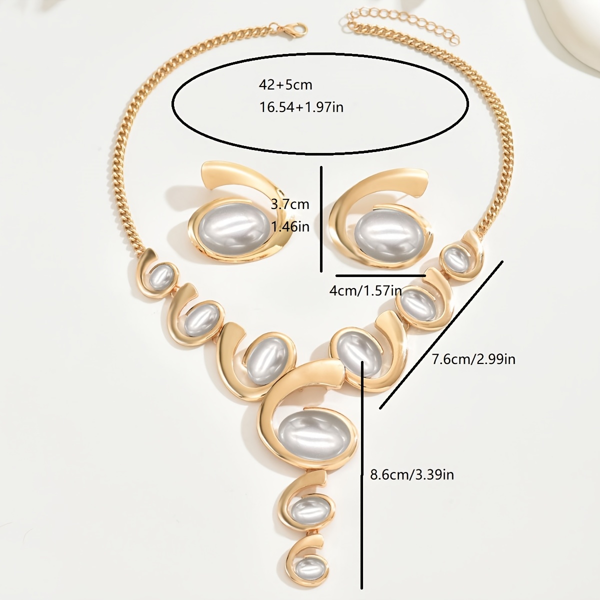 3pcs Acrylic Geometric Spiral Y Necklace Earring Set